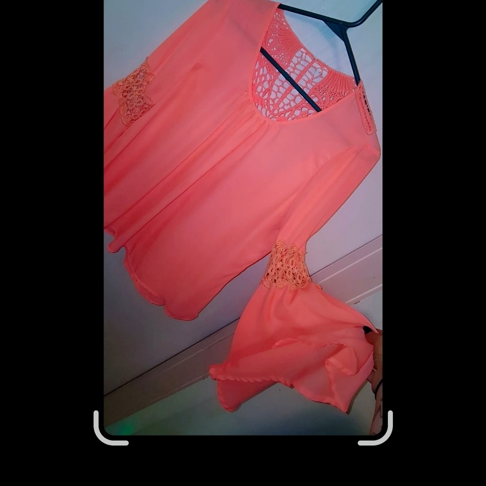 Coral Tunic With Crochet🩷